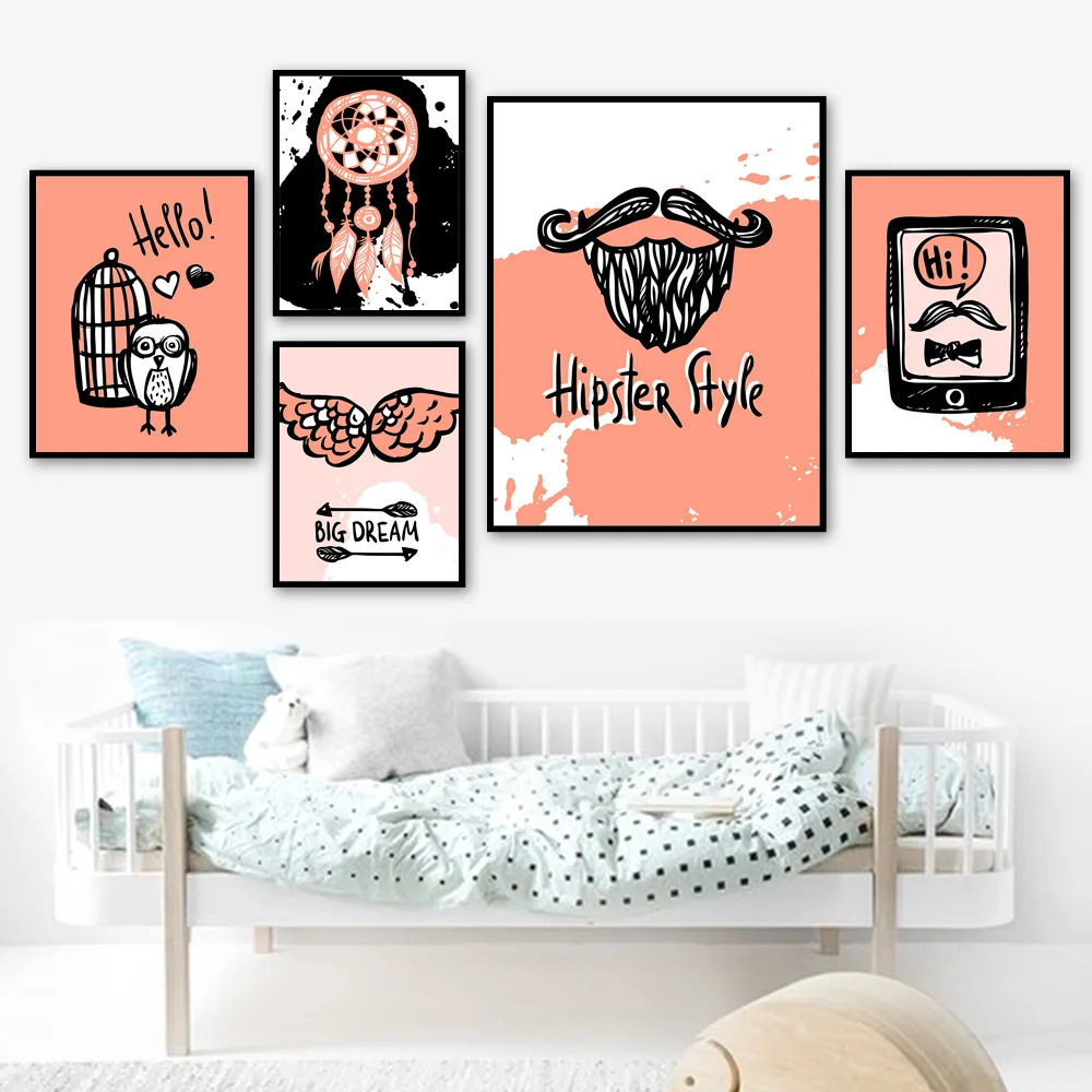 

Dreamcatcher Bird Cage Big Dream Hipster Wall Art Canvas Painting Nordic Posters and Prints Wall Pictures Baby Kids Room Decor