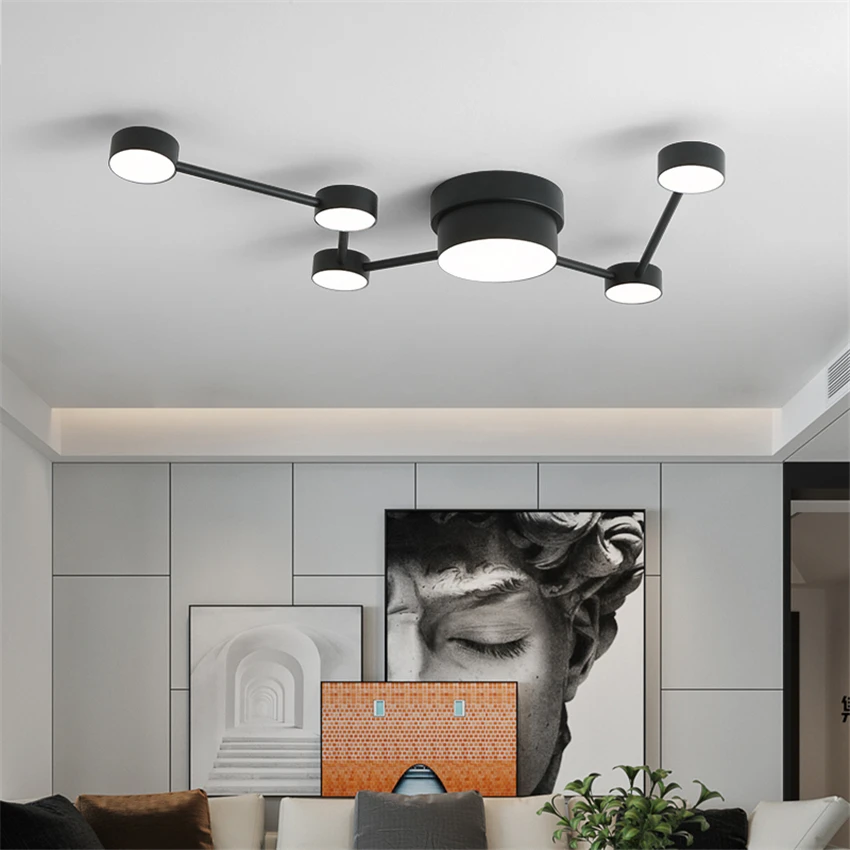 

Nordic black shape ceiling lights bedroom living room designer modern dining room lamp led light dimming ceiling lamps lighting