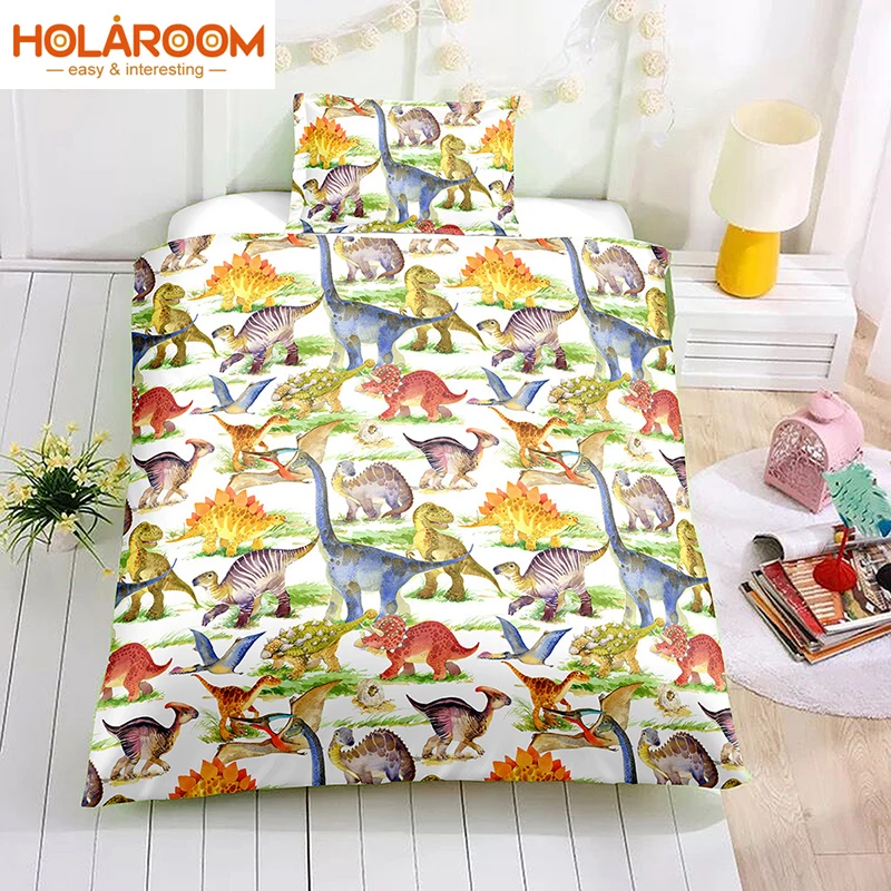 

2-3PCS Bedding sets 3d home bedding set cartoon dinosaur pattern bedroom printed duvet cover set with pillowcase juego de cama