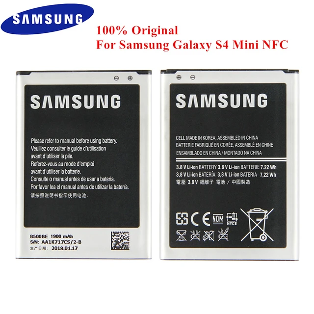 Original Battery B500BE B500BU for Samsung Galaxy S4 Mini GT-I9190 I9192  I919 I9195 I9198 1900mAh with NFC 3/4 Pins