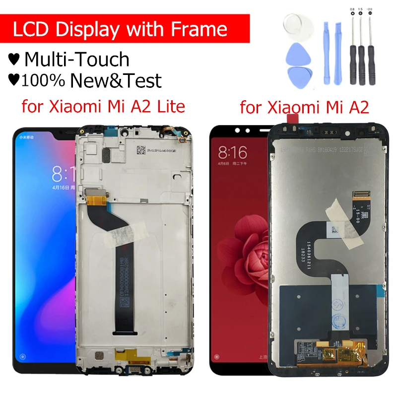 ЖК-дисплей для Xiaomi mi A2 Global/mi A2 Lite ЖК-дисплей сенсорный экран с рамкой ЖК-дисплей дигитайзер сенсорные запасные части