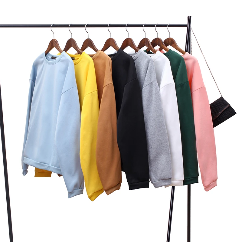 

2019 winter Casual Fleece women Hoodies Sweatshirts long sleeve yellow girl Pullovers loose Hooded Female thick coat