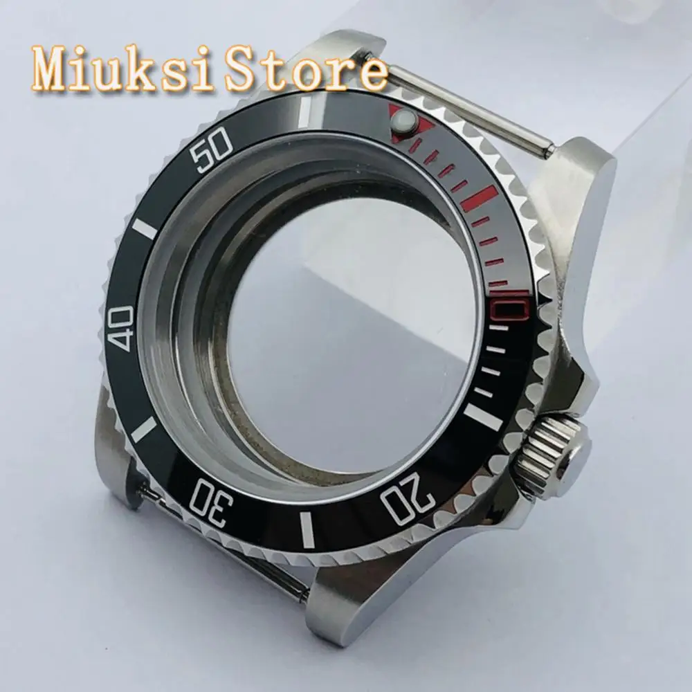 

40mm silver sterile case sapphire glass ceramic bezel fit NH35 NH36 ETA 2836 Miyota 8205 8215 821A Mingzhu DG2813 3804 movement