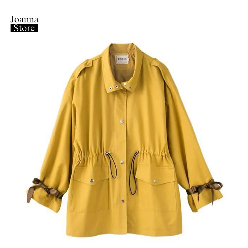 

Fall Trench Coat For Women Plus Size Tie Vintage Elegant Coats Streetwear Adjustable Belt Patchwork Clothes Casual Windbreaker