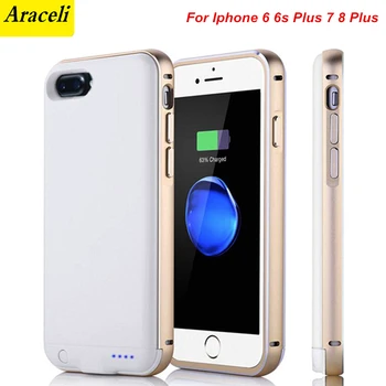 

For Iphone 6 6s Plus 7 8 Plus Battery Case High Quality 4000 Mah Metal Frame Power Bank Charger Cover Smart