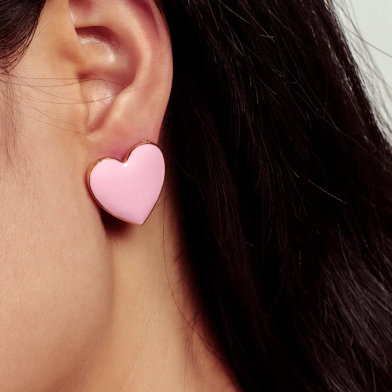 Серьги-гвоздики карамельного цвета для женщин и девушек, богемные серьги в форме сердца, богемные серьги для свадебной вечеринки, милые модные ювелирные изделия с маслом