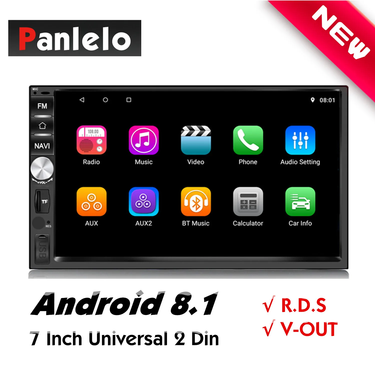 Excellent 2 Din Android 8.1 Head Unit Auto Radio GPS Navigation Car Stereo Android Car Player with RDS Wi-Fi Android MP3 Player For Kia 0