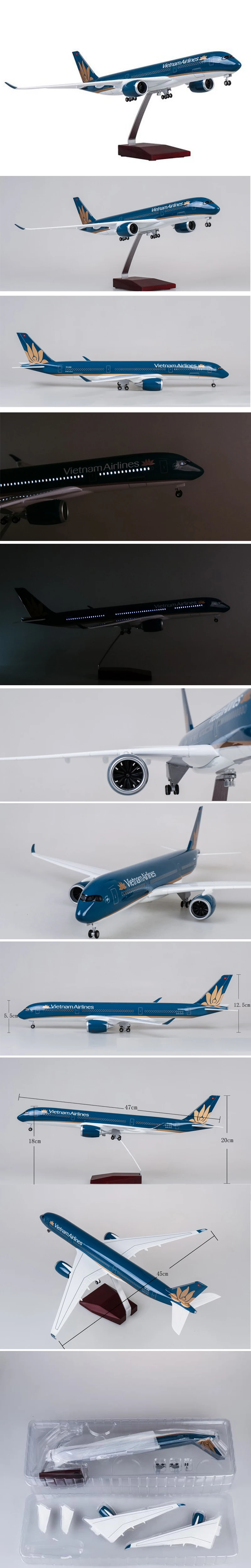 47 см 1/142 масштабная модель самолета Boeing B787 Vietnam Airlines A350 модель самолета с колесами-светильник для коллекции полимерных самолетов