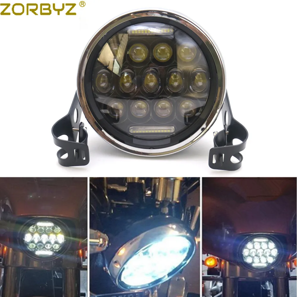 

ZORBYZ Black 7'' LED Round Headlight With DRL 28-43mm Fork Tubes Bracket For Honda CB400 CB750 Cafe Racer Bobber Custom