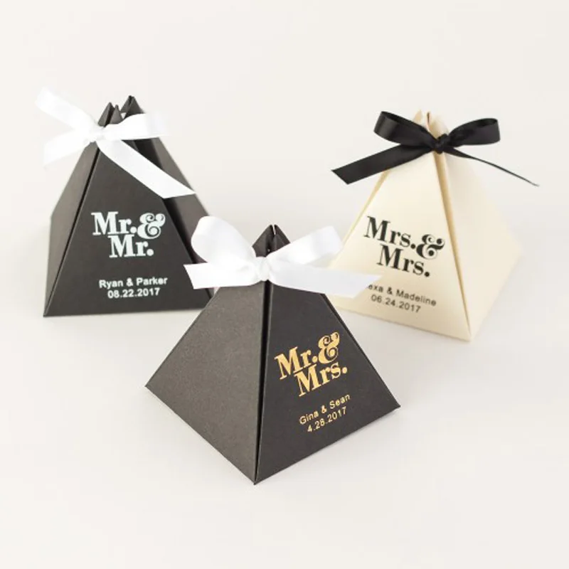 

personalized any text language pyramid paper chocolates container wedding favors baby shower gifts box candy box for guests