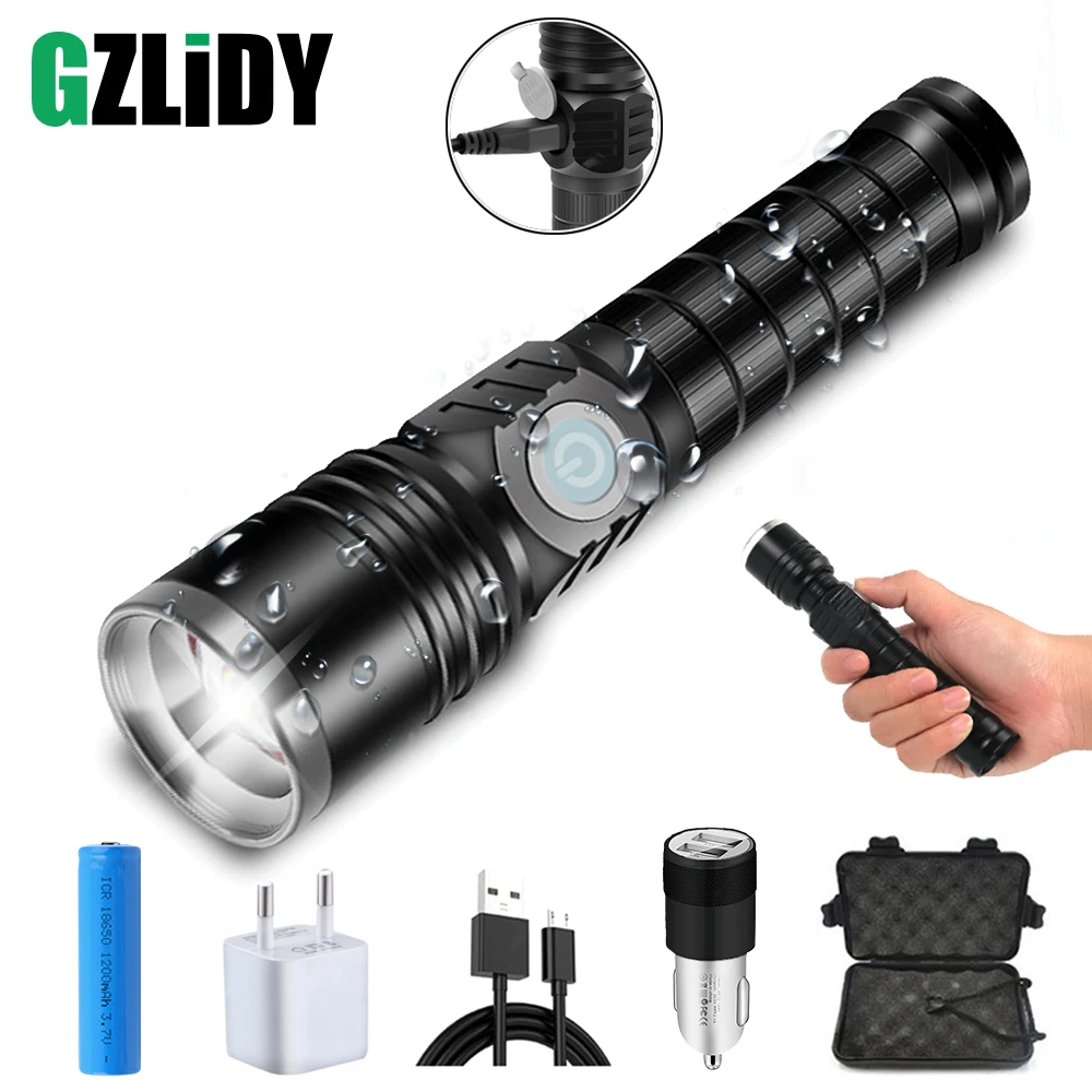 

USB Rechargeable LED Flashlight Super Bright 3 Mode Zoom Waterproof Torch Powered By 18650 Battery Suit for Outdoor Activities