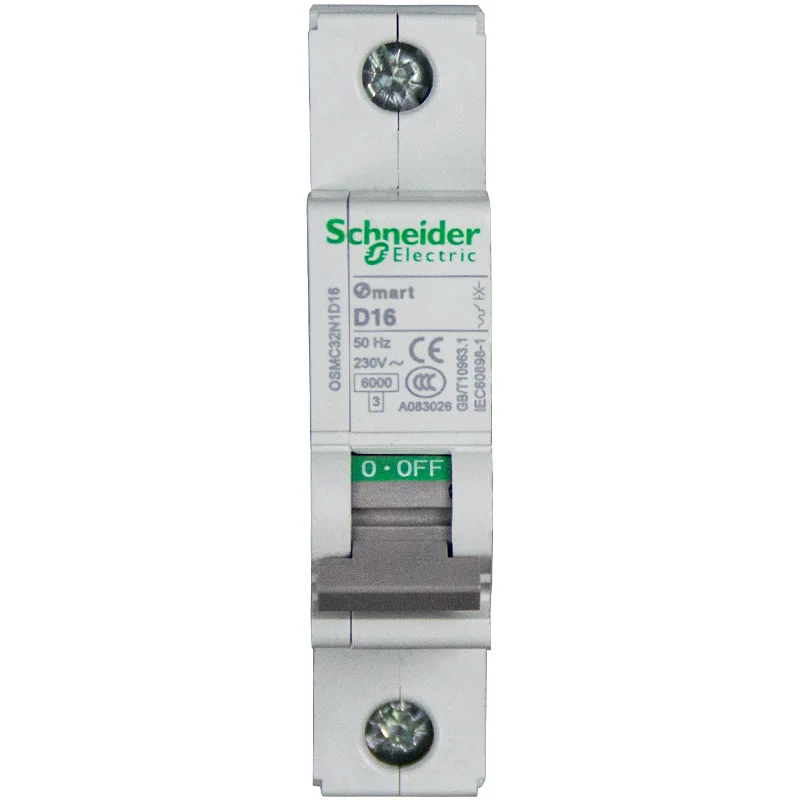 

Original Export OSMC32N Thermal Magnetic Small Circuit Breaker, 1P, C Curve, 16A, 230V 50HZ Icn = 6kA, M5 DIN Rail Mounting