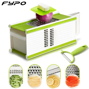 

Fypo Multi-functional Vegetable Slicer Chopper Kitchen Cutter Vegetable Fruits Tools with 5 Blades Drainer Salad Maker