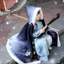 Hanfu/детский плащ для девочек; сезон осень-зима; пальто с вышивкой в народном стиле; фестивальный рейв; одежда для сцены; DC3423