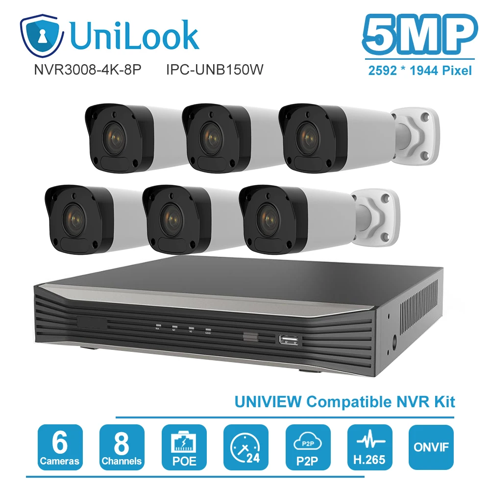 8CH Security Video Surveillance Kit 4K H.265 NVR 6PCS 5MP POE CCTV IP Camera Waterproof Home/Outdoor Beveiligings System Set |