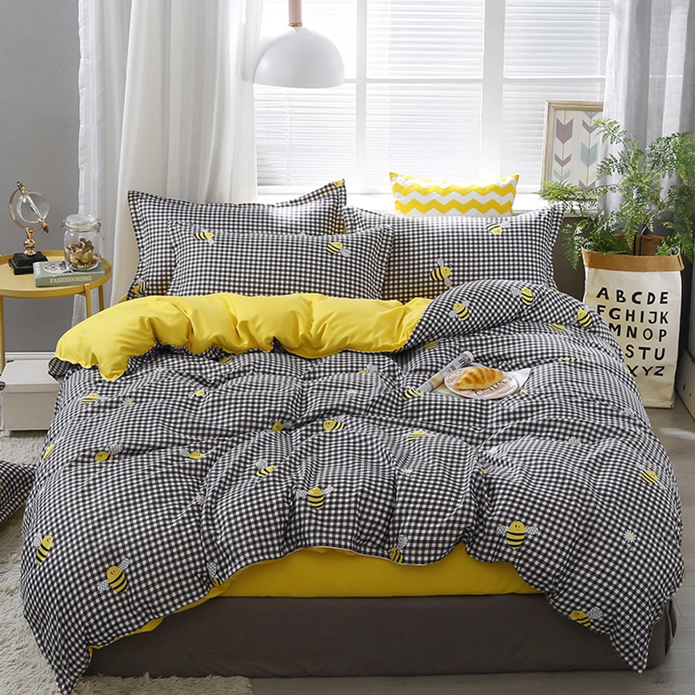 Lanke Cotton Bedding Sets, Home Textile Twin King Queen Size Bed Set Bedclothes with Bed Sheet Comforter set Pillow case