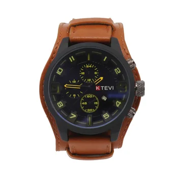 

Men's Sport Quartz Watches with Durable Leather Strap Waterproof Chronograph Watch, Auto Date Watch(47mm Dial)