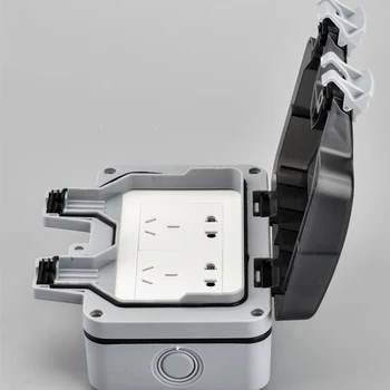 

IP66 Waterproof Outdoor Wall Power Socket 16A Double EU Standard Electrical Outlet Grounded AC 110~250V