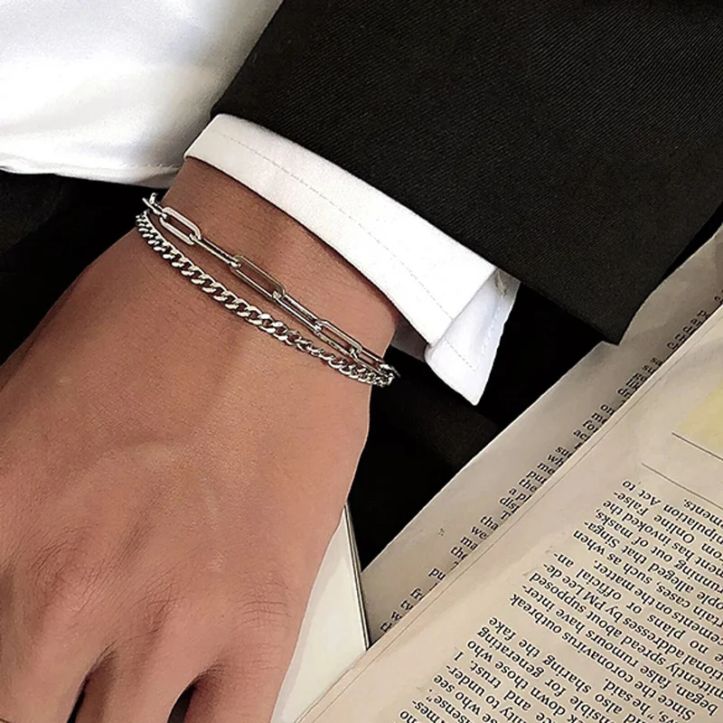 Strand Bead Chain Bracelet Men Handmade Stone Bead Bracelet For Men Jewelry