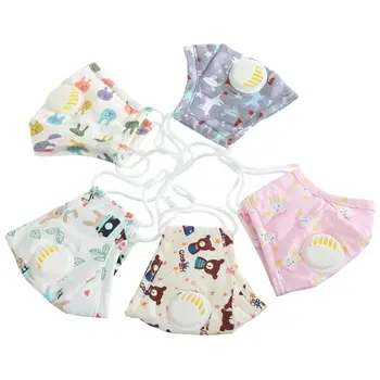 

Cartoon Printed Cotton Washable Mouth Mask Valves Dust Replaceable Filter Reusable Mouth-Muffle for Kids Children
