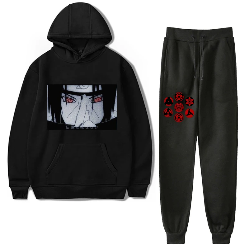 

Naruto Akatsuki Itachi Sharingan Women Tracksuit Hoodies Sweatshirt Pants Women's Sets Fashion 2020 Female Pullover Hoodies Sets