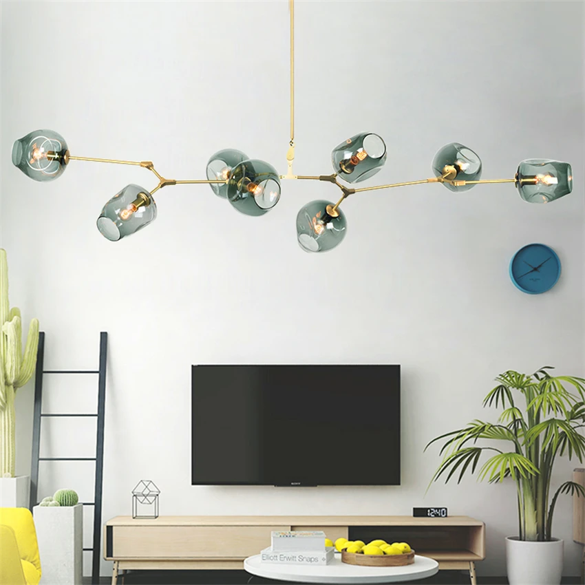 Modern Chandelier LED Living Room Villa Clothing Trend Indoor Chandelier Lighting Molecule Glass Ball Bedroom Lustres De Teto