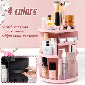 

New 360 Degree Rotation Makeup Organizer Cosmetics Storage Box Fashion Spin Multi-function Detachable Makeup Beauty Organizer