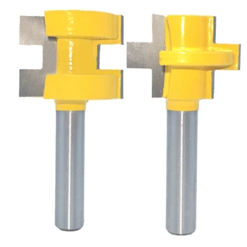 

GTBL 2Pcs 8MM Shank T-Slot Square Tooth Tenon Milling Cutter Carving Knife Router Bits for Wood Tool Woodworking