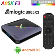 A95X F3 RGB светильник Amlogic S905X3 Android 9,0 tv BOX 4 Гб ram 32 Гб 64 Гб rom wifi Bluetooth 4K 8K 60 fps UHD телеприставка 2 Гб 16 Гб