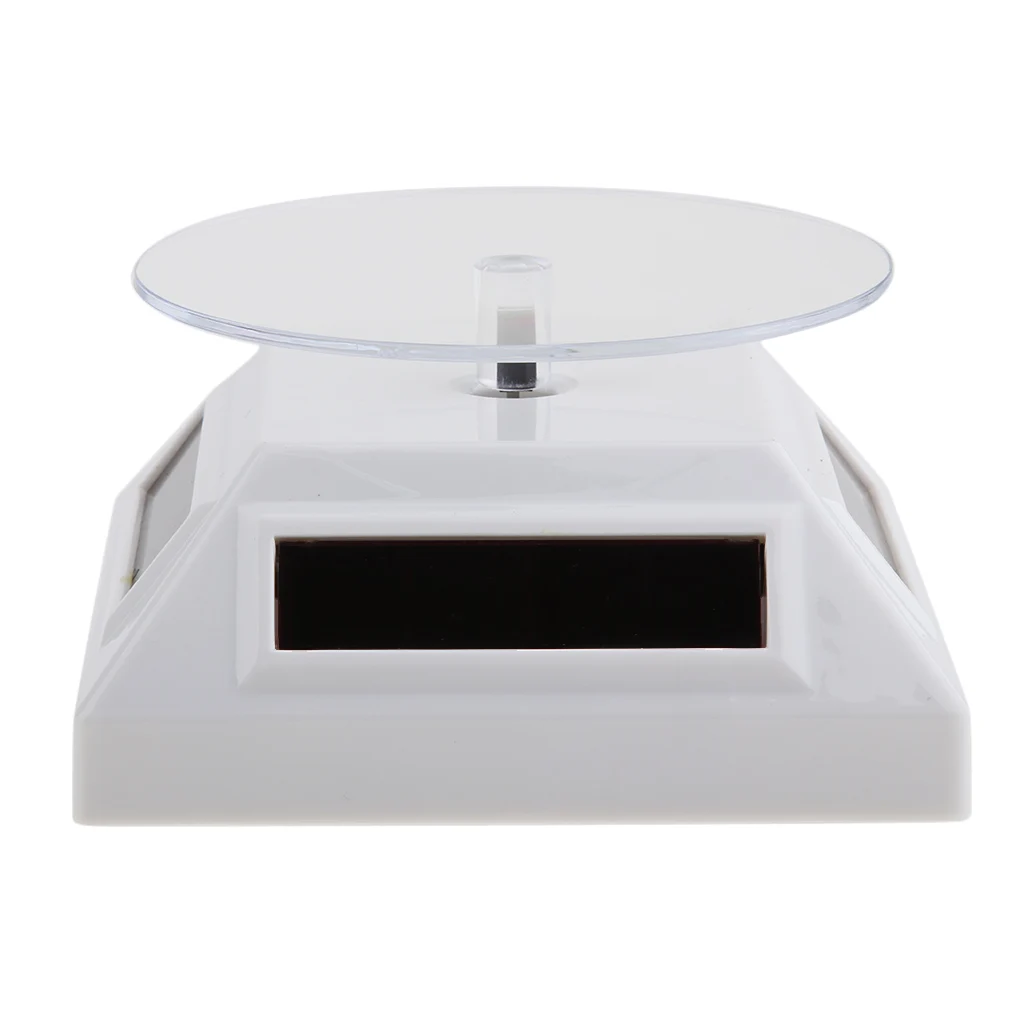  Solar and Battery Powered Turntable Rotating Display Stand Holder Watch Phone Jewelry Convenient Sa