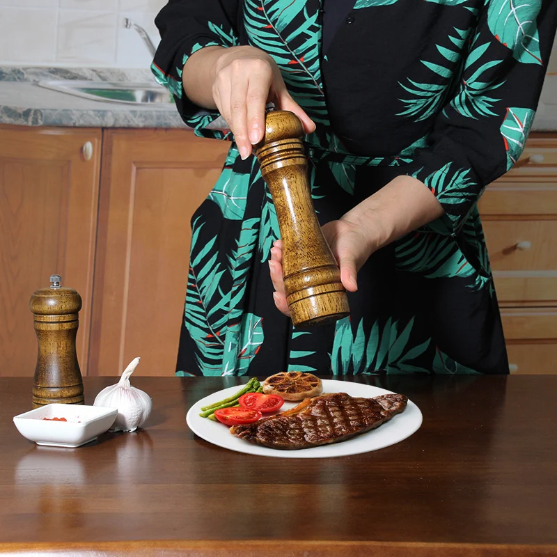 

Household Wood Pepper Mill and Salt Convenient Adjustable Manual Rotation Fast Seasoning Easy to Use Kitchen Grinding Tools