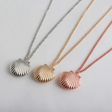 Новейшая мода, розовое золото, серебро, креативные ожерелья из раковины моллюска, подвески, можно открыть оболочка в виде русалки для мужчин и женщин, чокер YT27