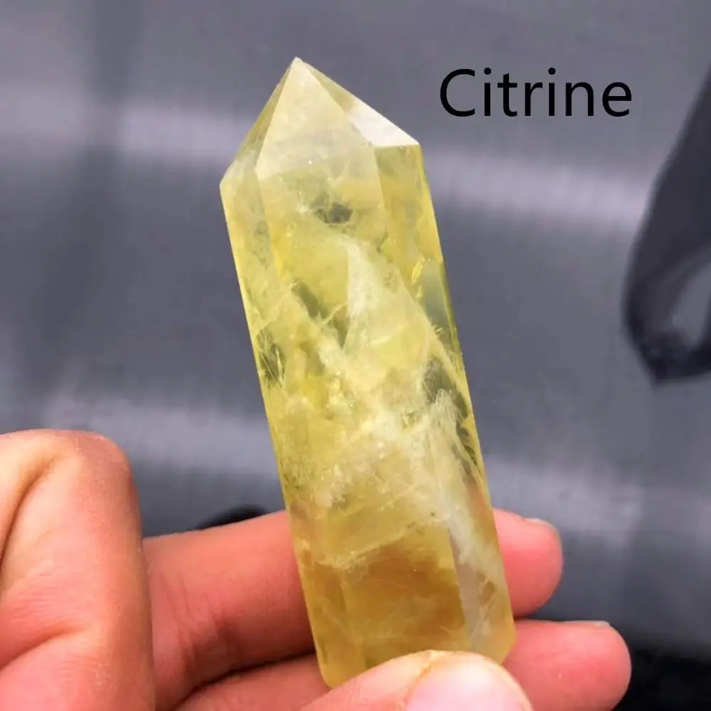 Citrine 24 камень точка набор башня Wicca Исцеление Кристалл шестиугольник природные минералы волшебная палочка домашний декор аметист розовый кварц - Цвет: Citrine