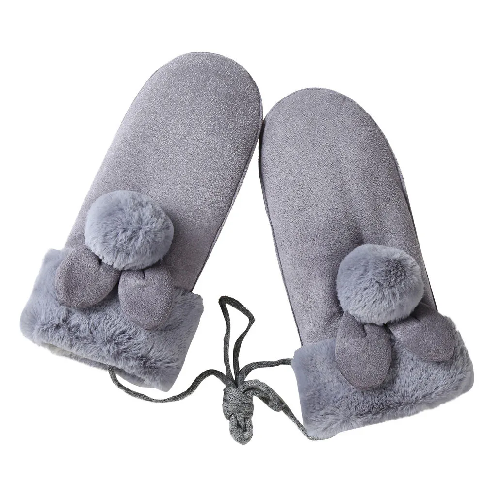 Womail уличные водонепроницаемые перчатки полный палец перчатки милые однотонные перчатки женские уличные теплые Полные Пальцы перчатка с мехом кролика