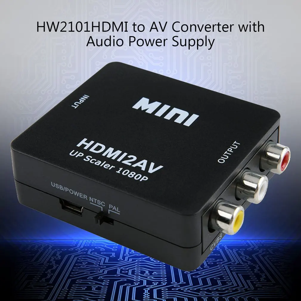 1080P мини HDMI к VGA к RCA AV композитный адаптер конвертер с 3,5 мм аудио кабель VGA2AV/CVBS+ аудио к ПК HDTV конвертер