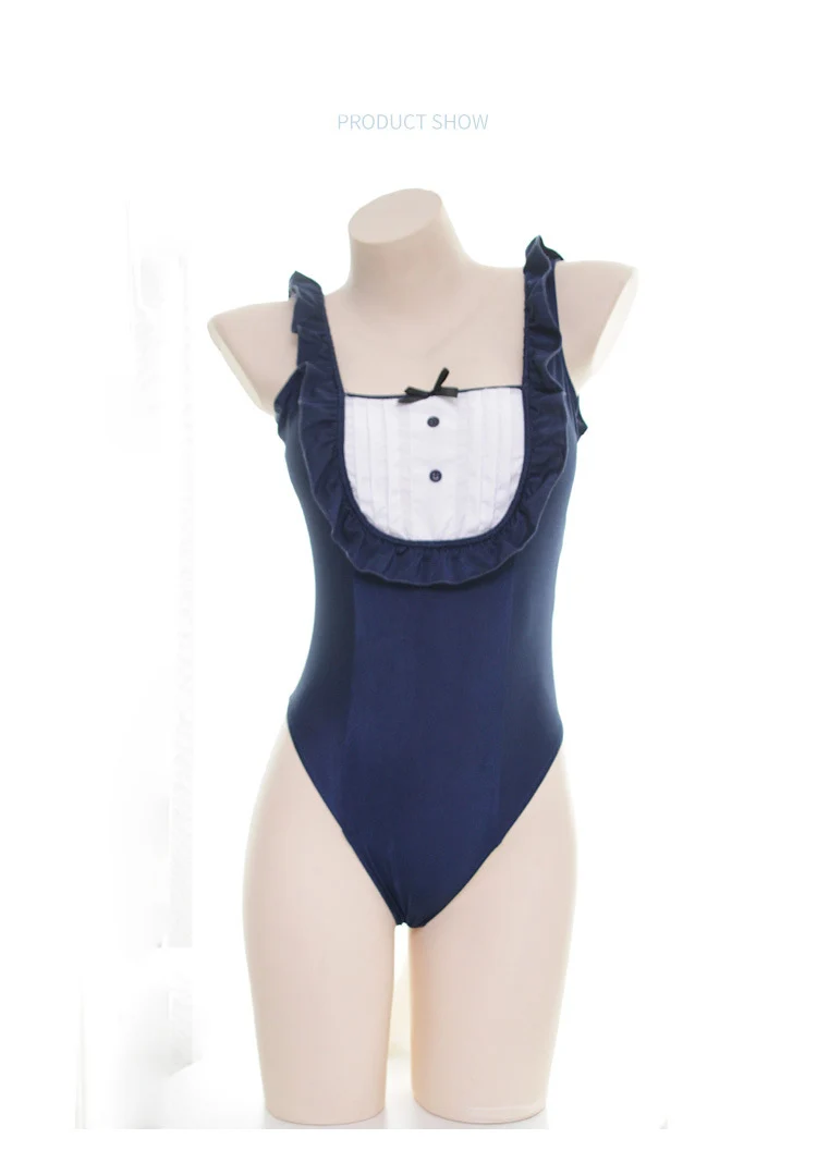 Кавайная Униформа горничной боди с рюшами для женщин babydoll эротический съемный хвостовой комбинезон японский женский сексуальный костюм AD0794
