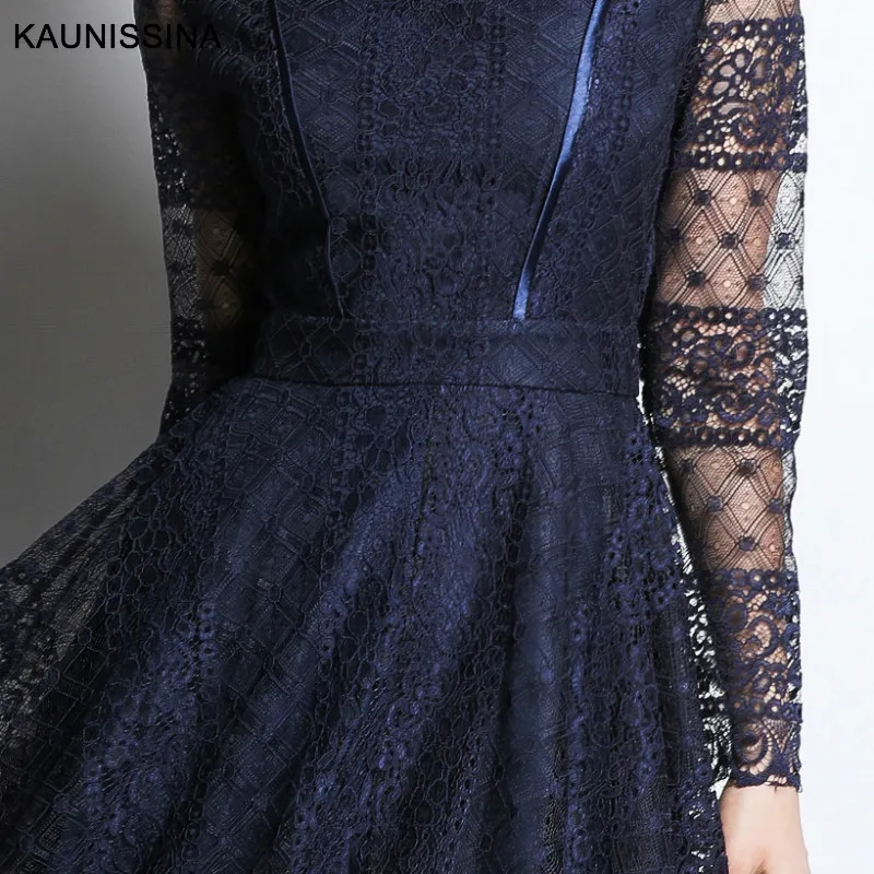 KAUNISSINA Autumn Lace Cocktail Dressd Long Sleeve A Line Party Gown Ladies Elegant Robe Cocktail Long Homecoming Dresses