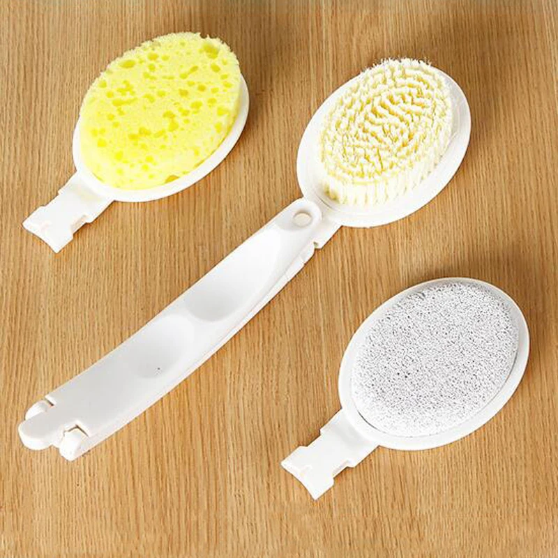 454760 1 шт. квалифицированная щетка для душа нейлоновая щетина мягкая щетка для ванны Отшелушивающий массажер для тела с длинной деревянной ручкой - Цвет: 454760