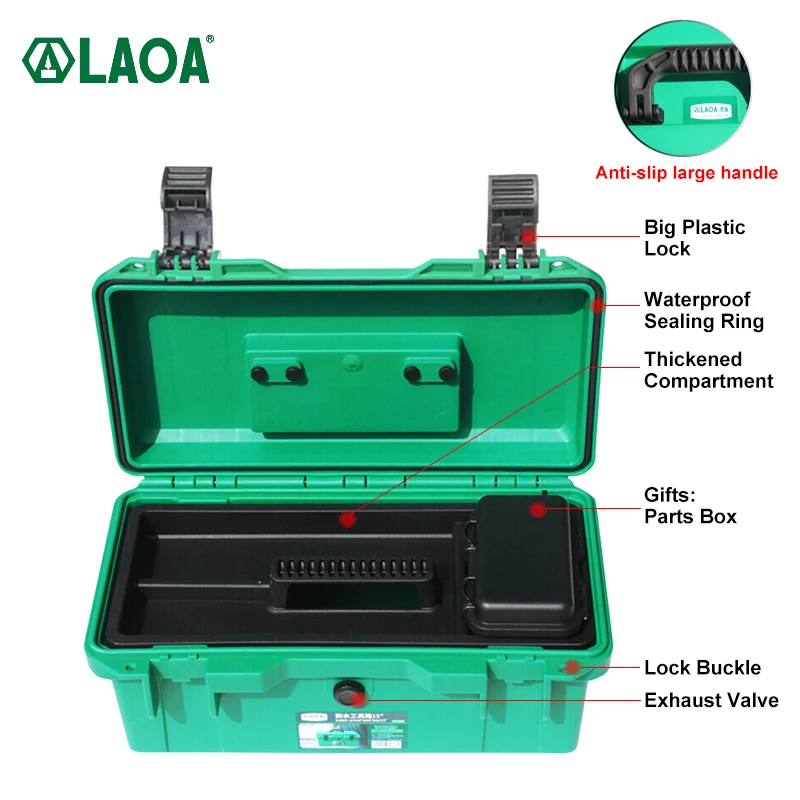 LAOA Waterproof Tool Kit Tool box Two Layers Seal box Shockproof Case Plastic 