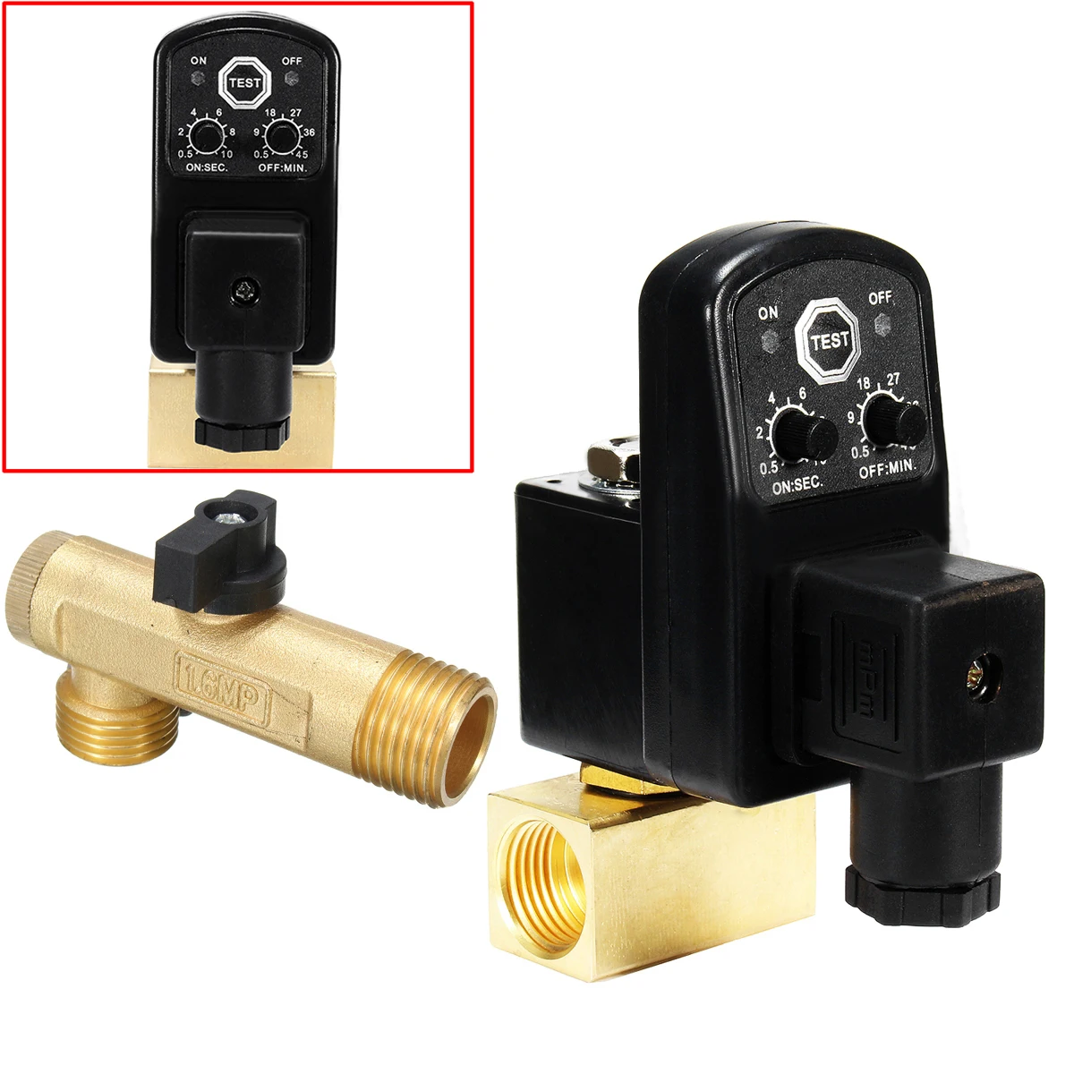 1pc G1 / 2" Electronic Timed Drain Valve AC110V/AC220V Mayitr Air Compressor Gas Tank Automatic 2-way Drain Valve 1.6Mpa
