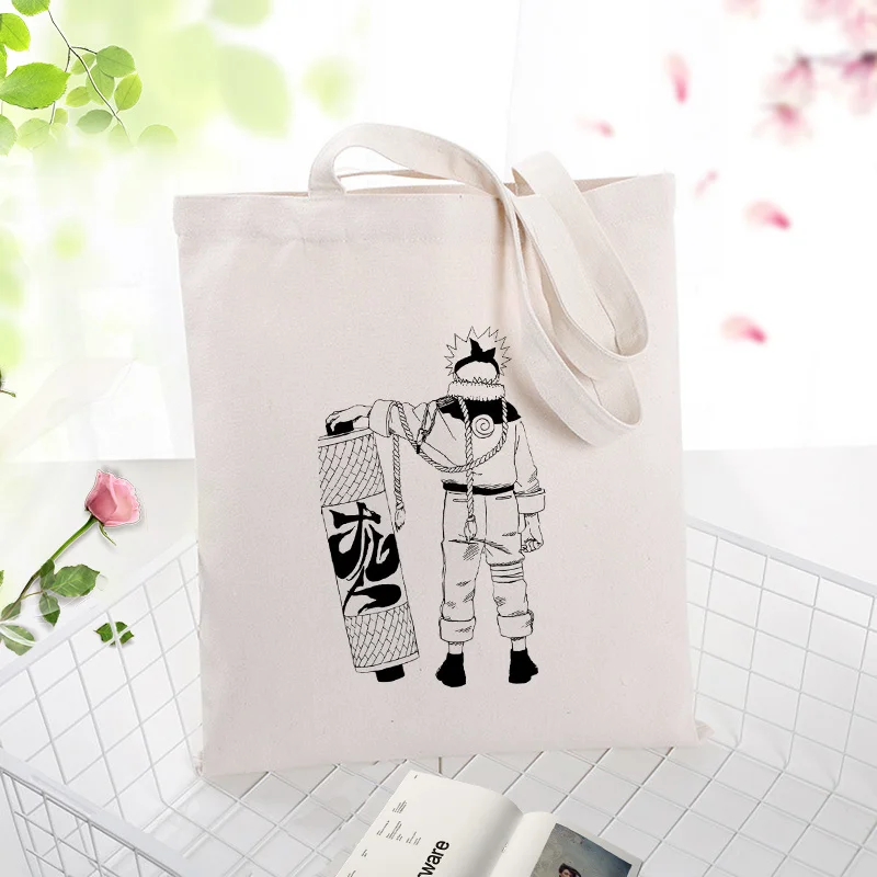 

Naruto Canvas Handbag Shopping Bag Tote Bag Text DIYDaily Use Custom Print Logo Eco Reusable Recycle