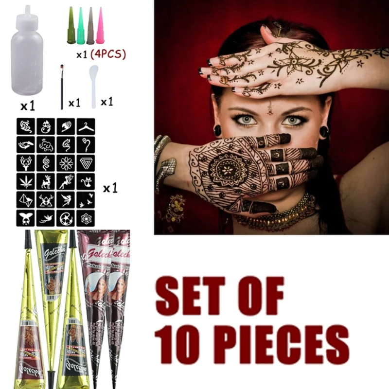 

Temporary Tattoo Kit India Painting Tattoo Paste Tattoo Stencils Tattoo Brush Tattoo Scraper Set