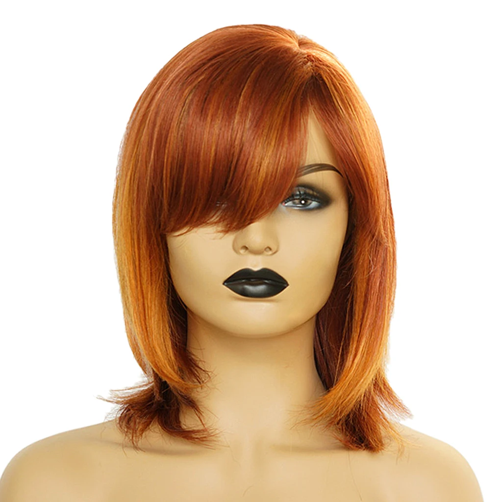 

Orange Pixie Bob Wigs 12in, Breathable Natural Looking Human Hair Wigs Pixie Cut Wig Short Straight Hair Wigs for Women