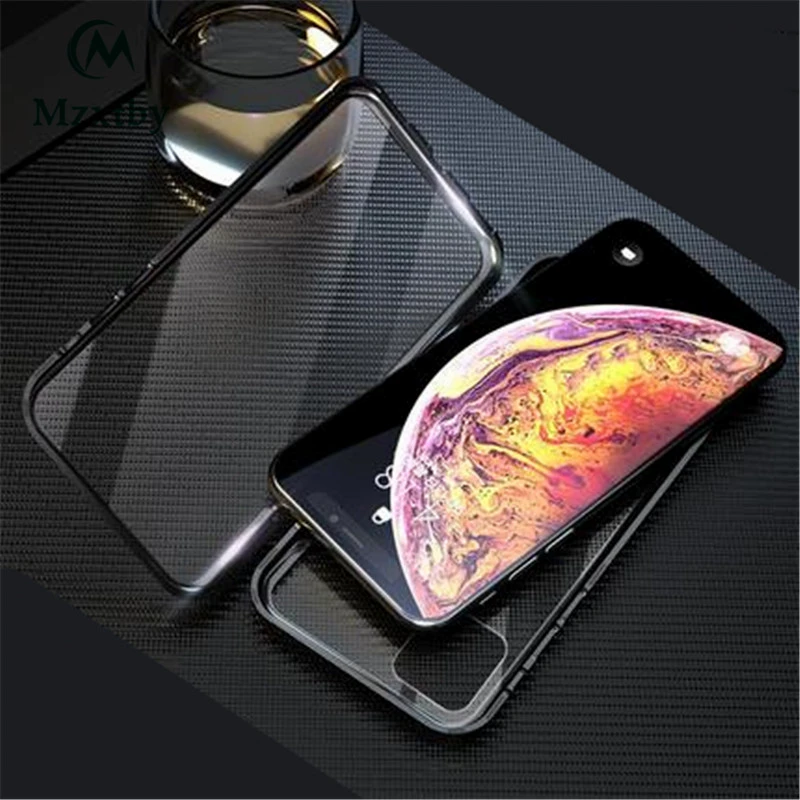 Mzxtby двойное стекло в рамке магнитное притяжение чехол для IPhone 11 X Xr Xs Max 6 6s 7 8 Plus Pro Max ударопрочный чехол
