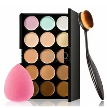 15 color Concealer Contouring correcteur maquillage Cream Based anti cernes makeup cosmetic set brush Sponge Puff wholesale