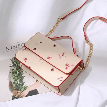 

Chain Pu Leather Luxury Crossbody Bags For Women 2020 Small Shoulder Messenger Bag Fashion Flower Female Travel Totes Handbags