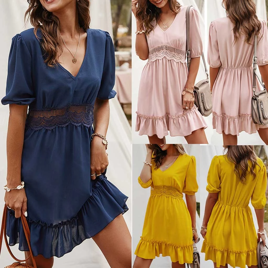 v neck bohemian dress