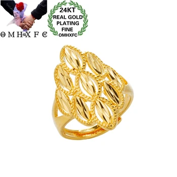 

OMHXFC Jewelry Wholesale RI226 European Fashion Fine Woman Girl Party Birthday Wedding Gift Geometric 24KT Gold Resizable Ring