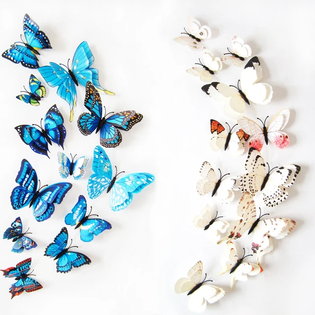 24Pcs Double Layer Mariposas para Decorar, 3D Butterfly Wall Decor,  Mariposas Decorativas para Fiesta, Sticker On The Wall Home Decor  Butterflies for