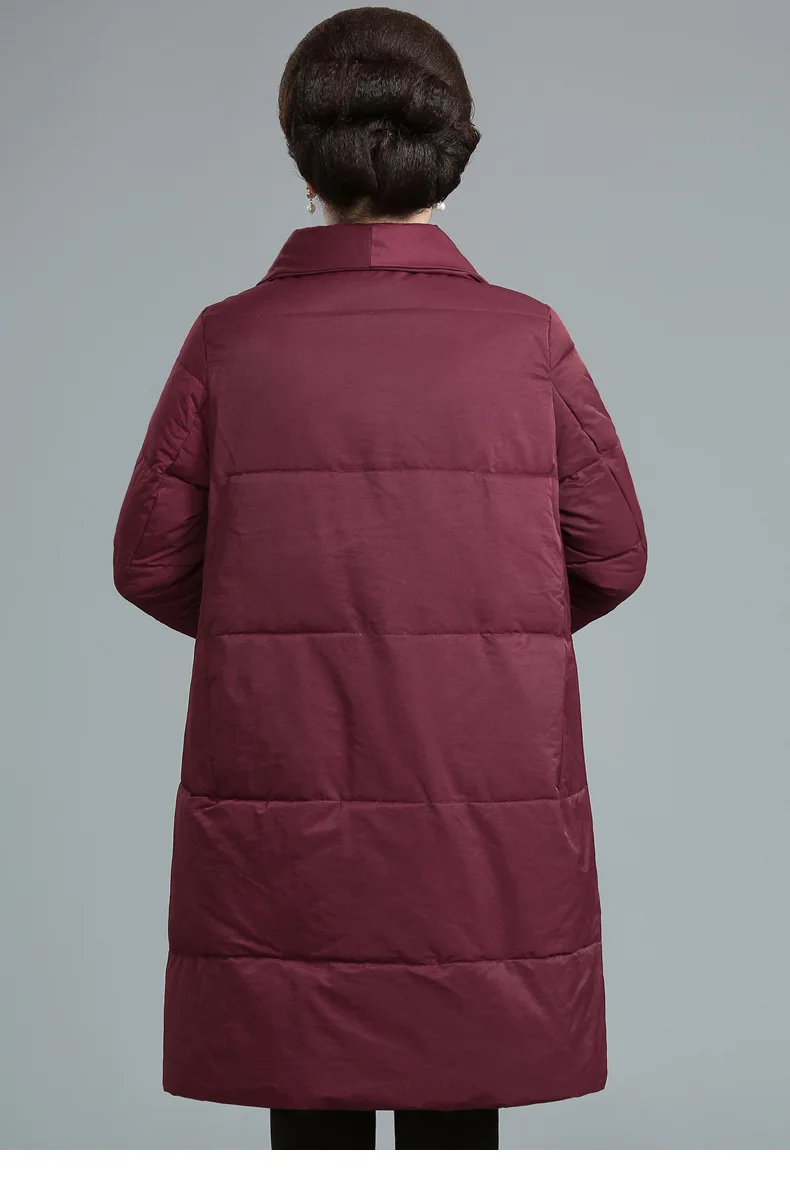 Пальто из хлопка среднего возраста, Женское пальто средней длины для женщин среднего возраста, хлопковое пальто-Зимний стиль, большие размеры, с хлопковой подкладкой Ja